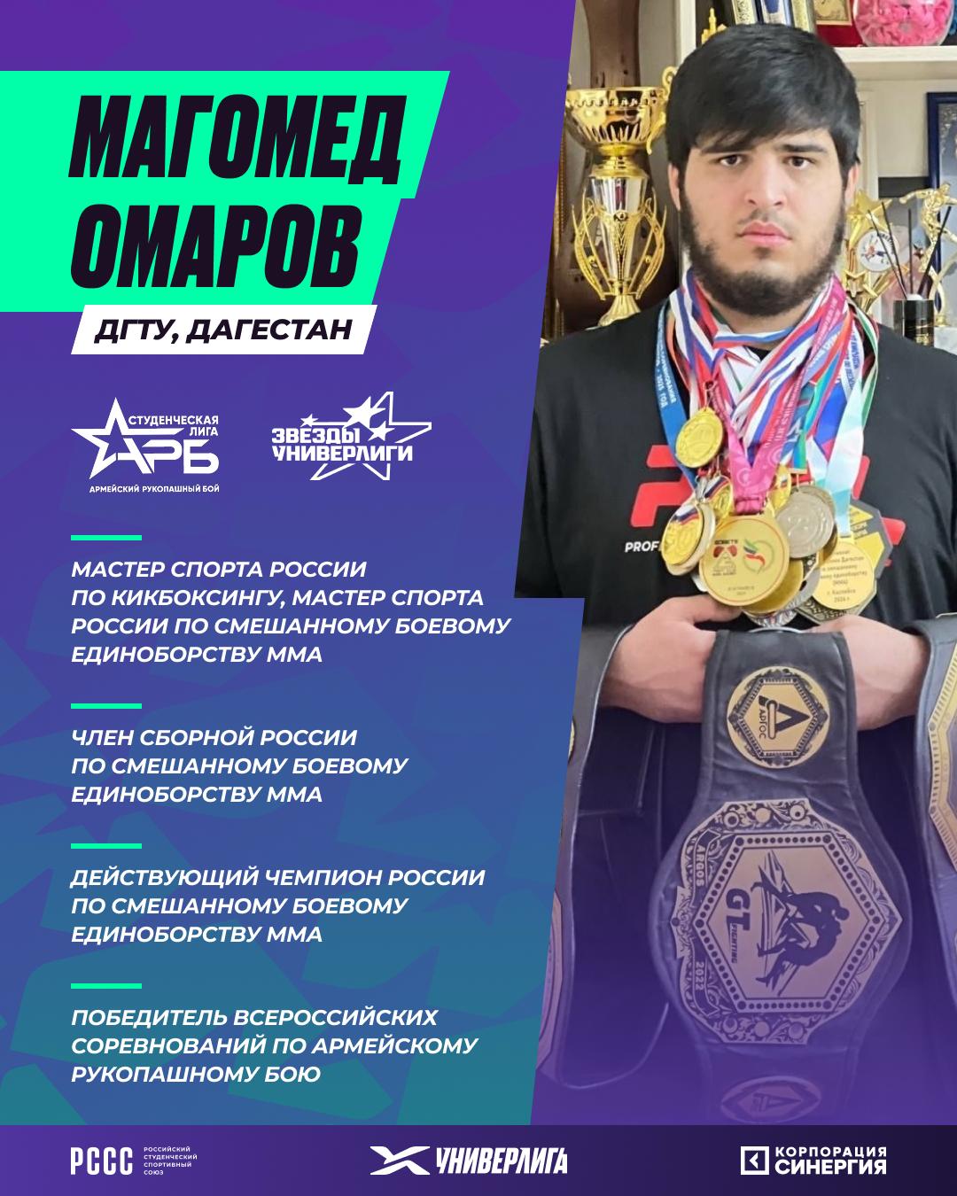 Студент ДГТУ Магомед Омаров представит СЛАРБ на основном этапе медиапроекта «Синергия Звёзды Универлиги»